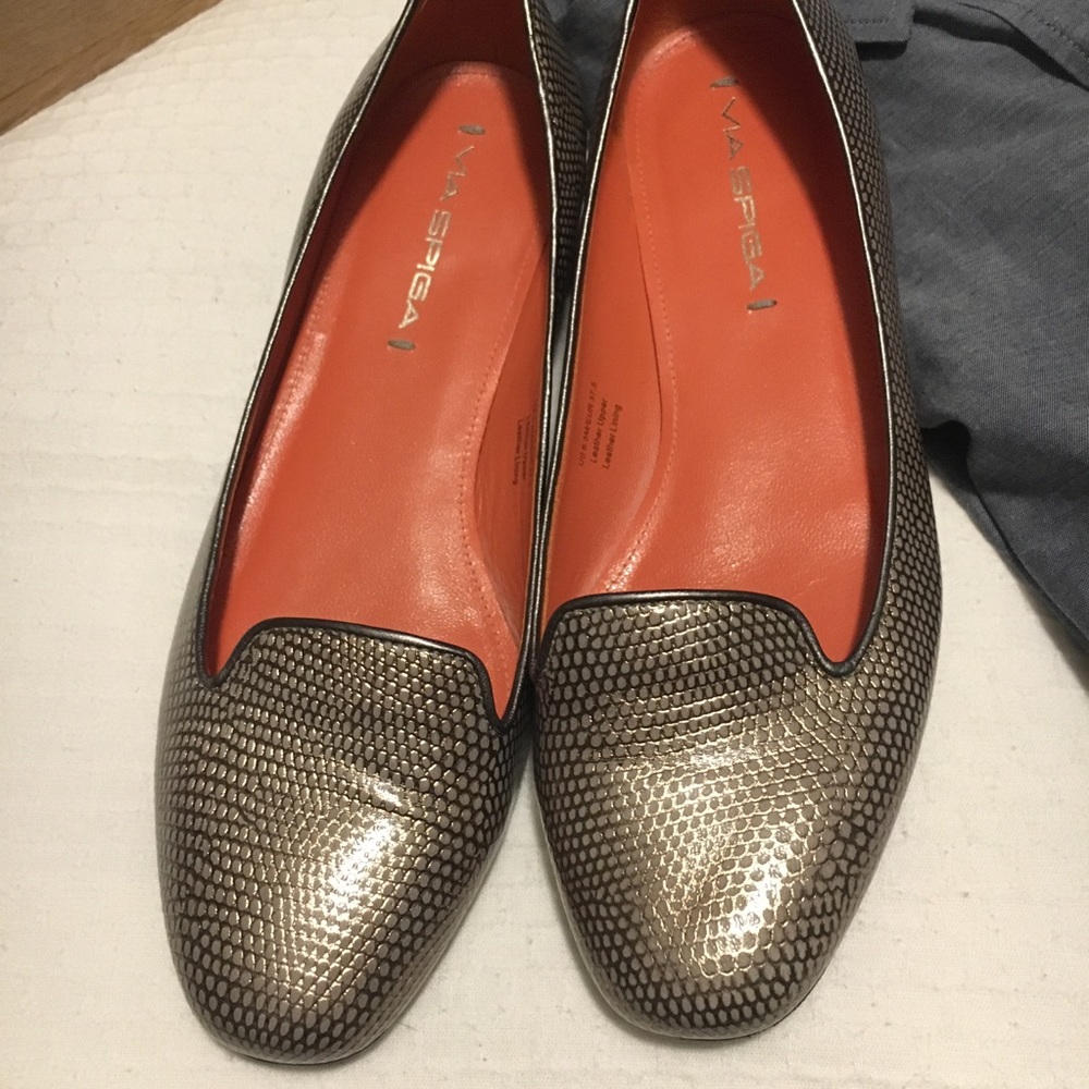 Via Spiga Metallic Edina Smoking Loafer